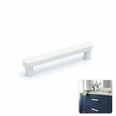 Poignée d'armoire moderne de style Mid-Century ROUS, 4 po, neige (blanc)