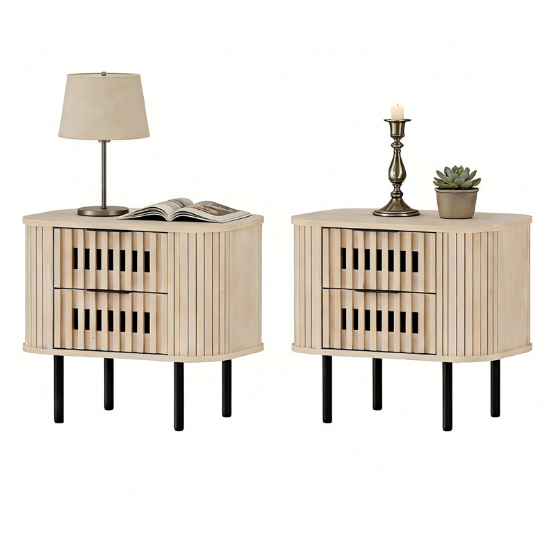 22.5 '' Fluted End Tables, Natural