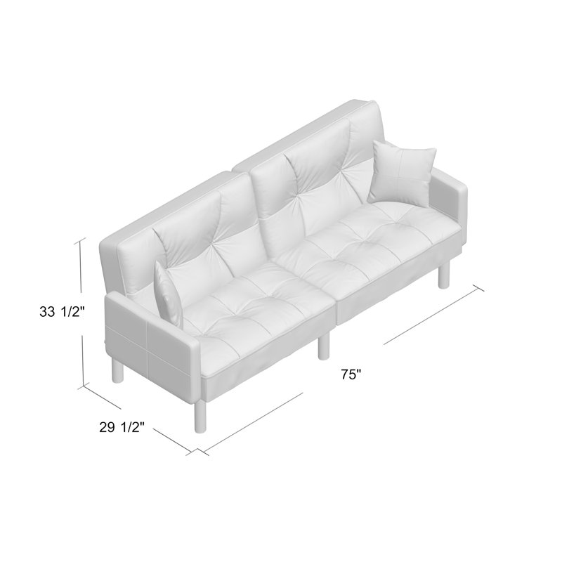 Gladeview 75.6" Velvet Square Arm Sleeper Sofa Bed, Beige Velvet