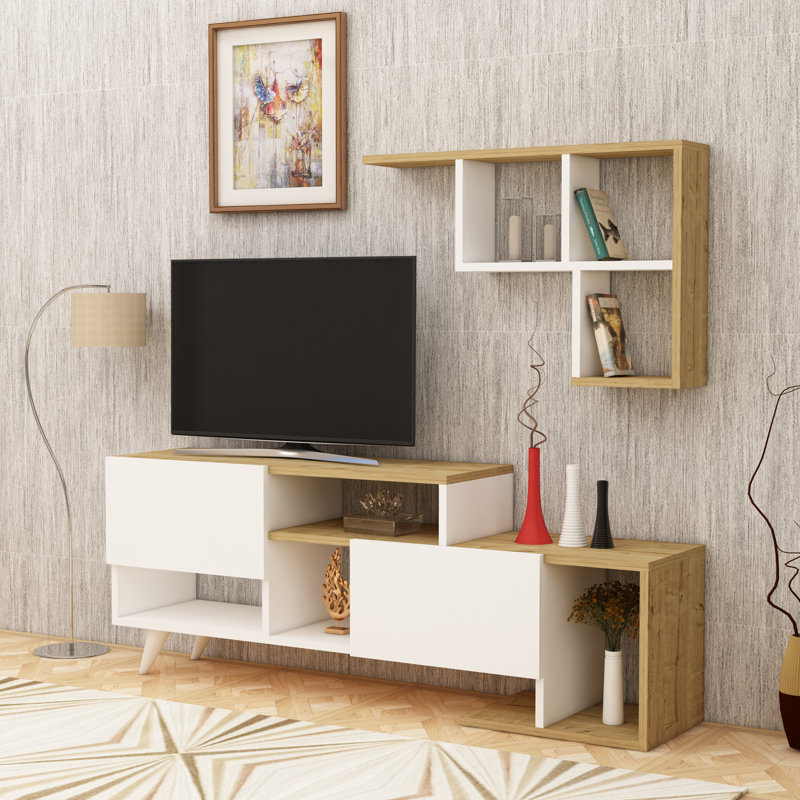 TV Stand And Entertainment Center Pilmin, White/Oak