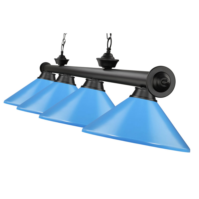 Annaleisa 4 - Light Pool Table Lights Pendant, Electric Blue, Matte Black