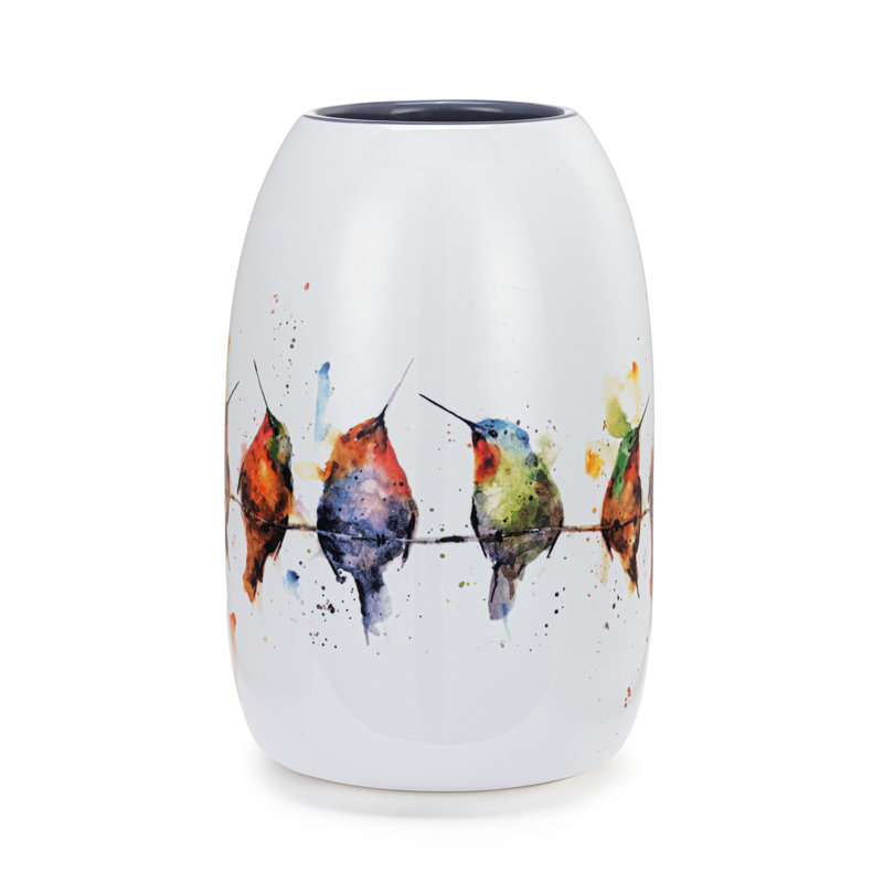 Hummers On A Wire Color Vase - 7In