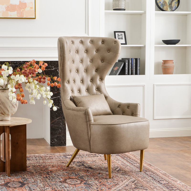 Chaise de salle à manger rembourrée Remerton, Similicuir kaki