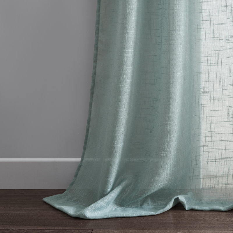 Devaun Solid Sheer Rod Pocket Curtain Panel, 52" W x 96" L, Spa