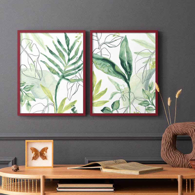 Tropical Palm Chorus III - reproduction encadrée de qualité supérieure - prête à être accrochée - aucun clou requis - aucun clou requis