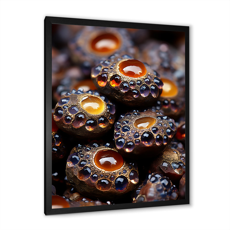 Art mural géode noire et orange, Cadre simple noir, H 32 po x l 24 po x P 1 po