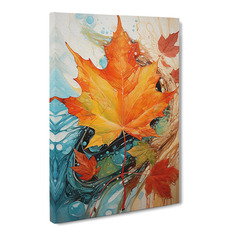 Leaf Action Painting No.2 - Wrapped Canvas, 76cm H x 50cm W x 3cm D