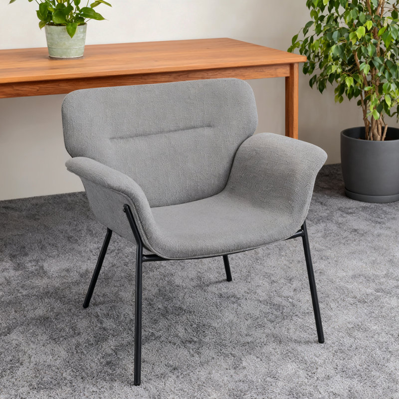 Fauteuil d'appoint moderne à accoudoirs évasés gris cendré Modern