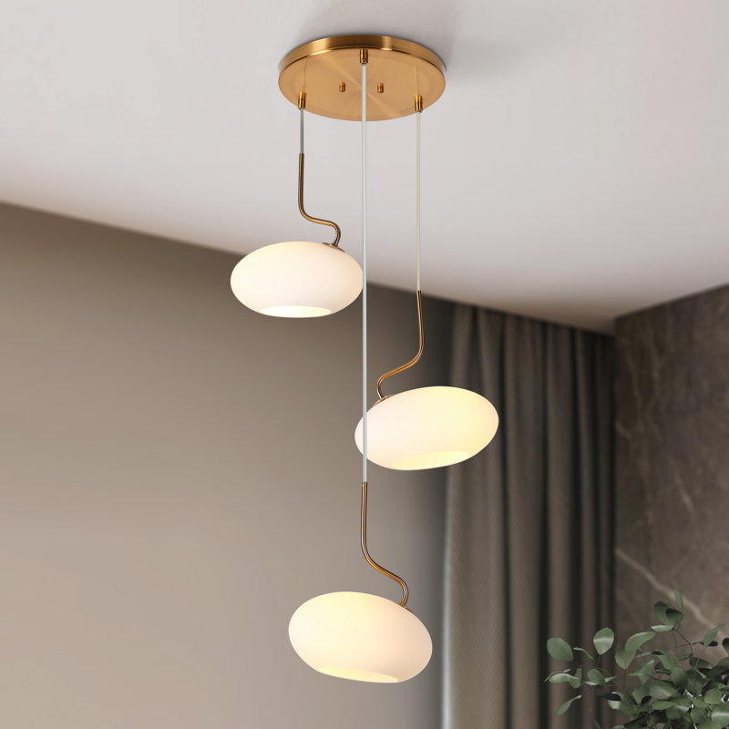 3 - Light Modern Coloured Glass Cluster Pendant UL Certified