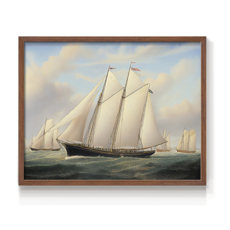 Nautical Series-XCV -Framed Print - Restickable, 22" H x 28" W, Walnut