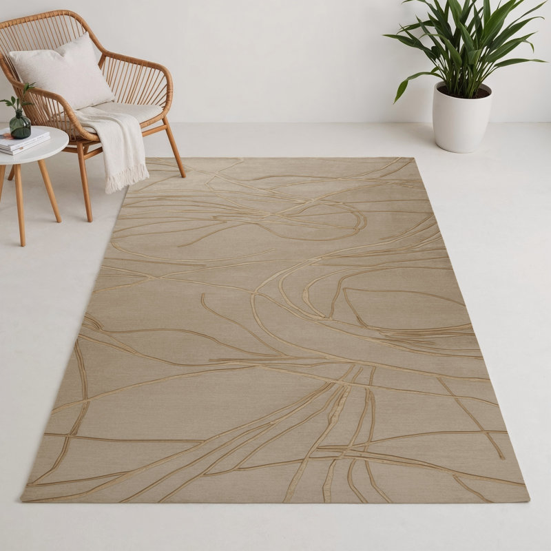Tapis gris abstrait intérieur et extérieur, Rectangulaire 3 pi x 5 pi