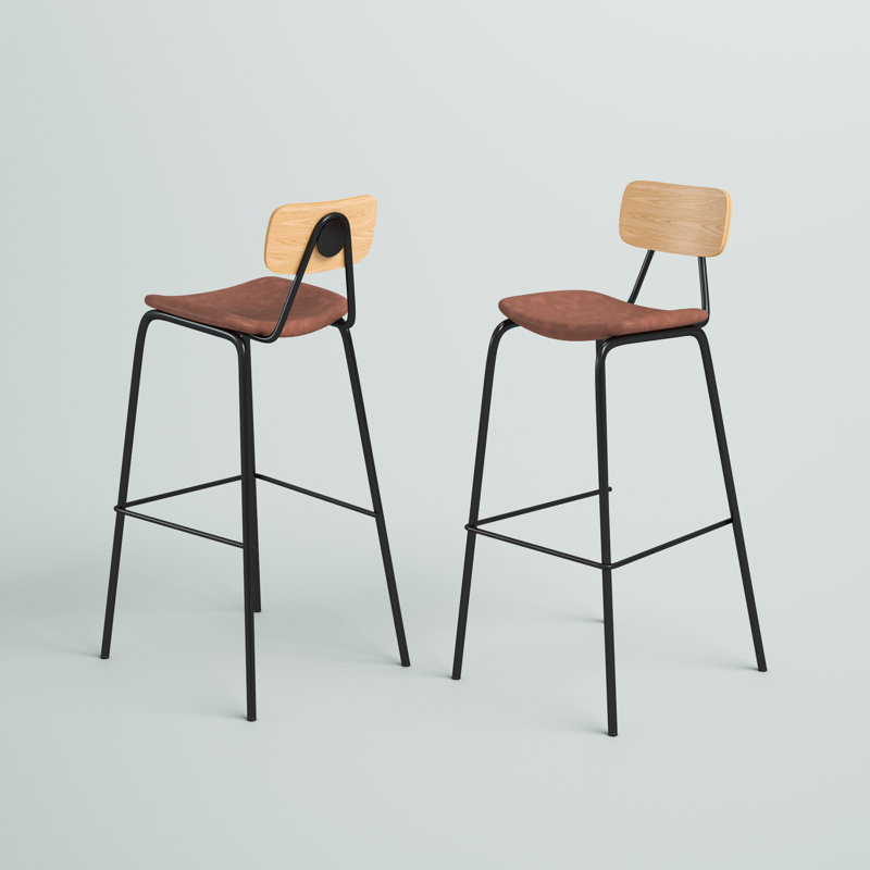 Tabouret de bar et de comptoir Buda, Tabouret de bar (siège d’une hauteur de 30 po), Brun clair, Naturel