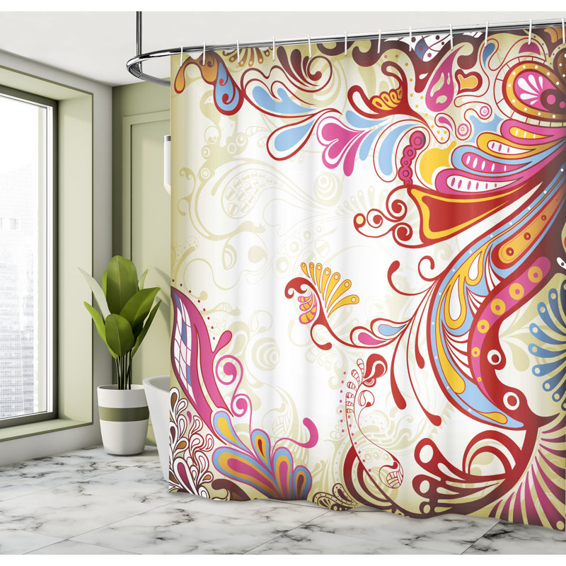 Shower Curtain with Hooks Included, 70" H x 69" W
