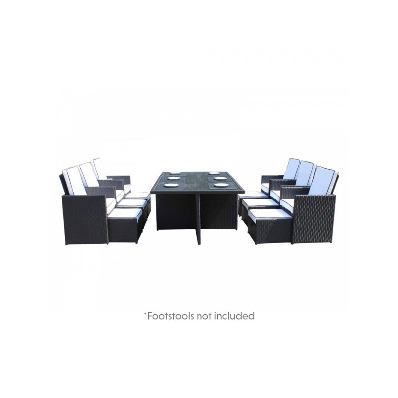 Wren 4 - Person Patio Dining Set with Square Table , Cushions Included, Black/Vanilla