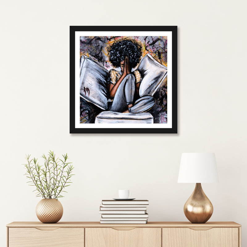 «All I Have ...» par l'artiste Ria - reproduction, H 16 po x l 16 po, Toile avec cadre en bois beige, Noir