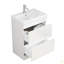 Ensemble de meuble-lavabo 24 po avec lavabo, meuble-lavabo à 2 tiroirs, armoire de salle de bain autoportante à assemblage rapide, système de fermeture en douceur, cuve en céramique à rebords épais unique, conception sans poignée