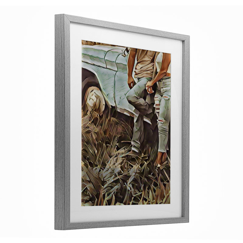 Impression encadrée sous verre «L Pen In Kisses», conception de Jesse Keith, Cadre de ferme gris, H 21 po x l 17 po