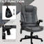 Fauteuil de bureau à 6 points vibrant et chauffant, gris foncé - inclinable, rembourré, siège chauffant à dossier réglable, hauteur