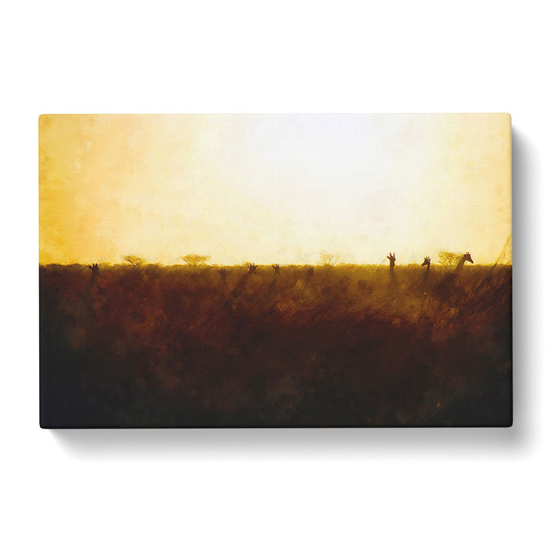 Giraffes At Sunset Painting - Wrapped Canvas, 35cm H x 50cm W x 3cm D