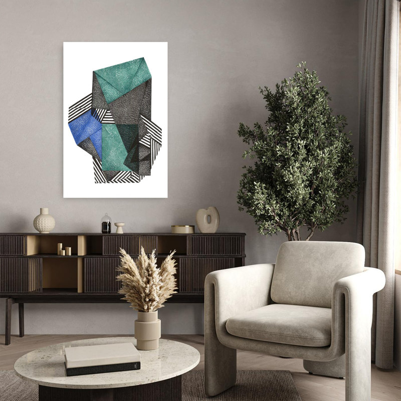 Art contemporain abstrait géométrique, H 36 po x l 24 po