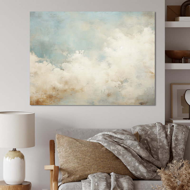 Nuage de minimalisme beige sur toile, 34" H x 44" W x 1.5" D, Toile tendue