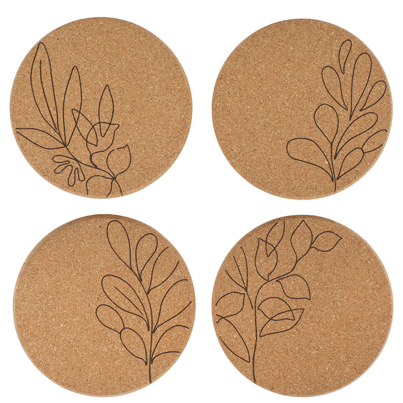 Bloomhouse Sayulita Spring Set of 4 Hand Made 21 OZ Clear Glass Tumbler Set w/ Coasters
