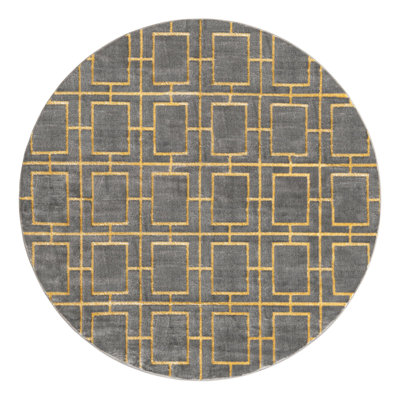 Glam Geometric Gray/Gold Area Rug