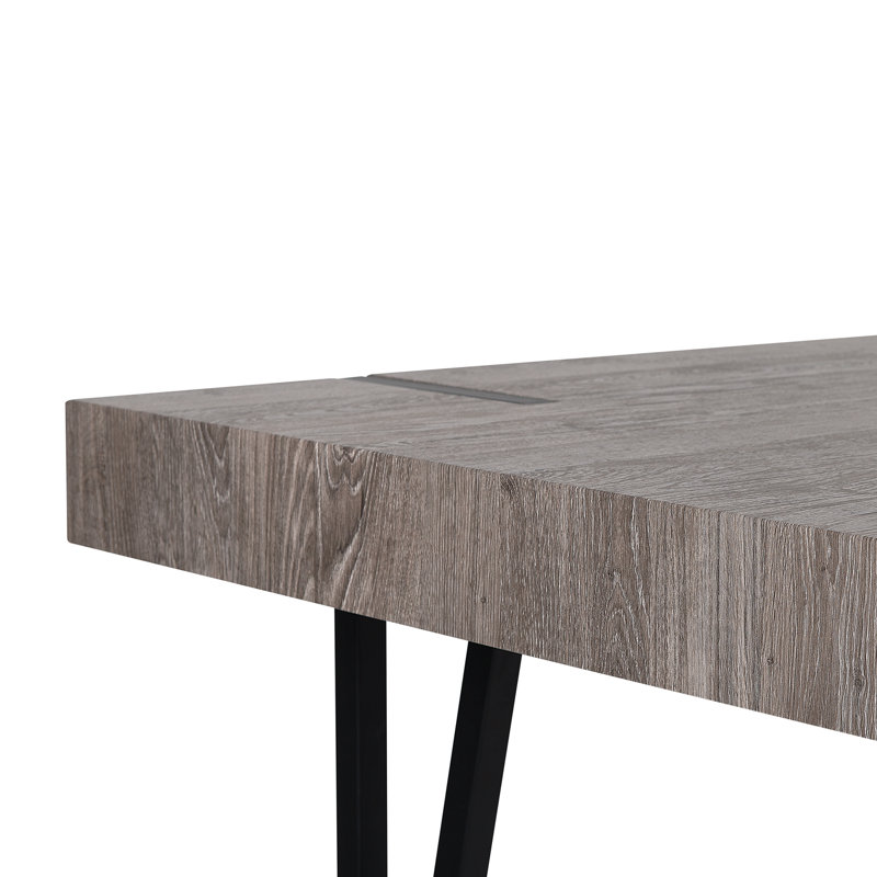 Muskingum Metal Base Dining Table, H75 x L180 x W90cm, Dark Grey