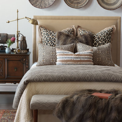 Ensemble de housse de couette éclectique en mélange de coton beige Naya