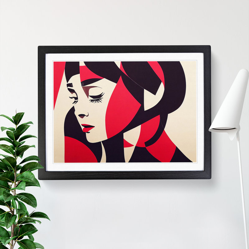 XH1022-10293X Woman Modern Art Vol.3 Abstract - Single Picture Frame Print, 46cm H x 64cm W x 2cm D, Black Framed