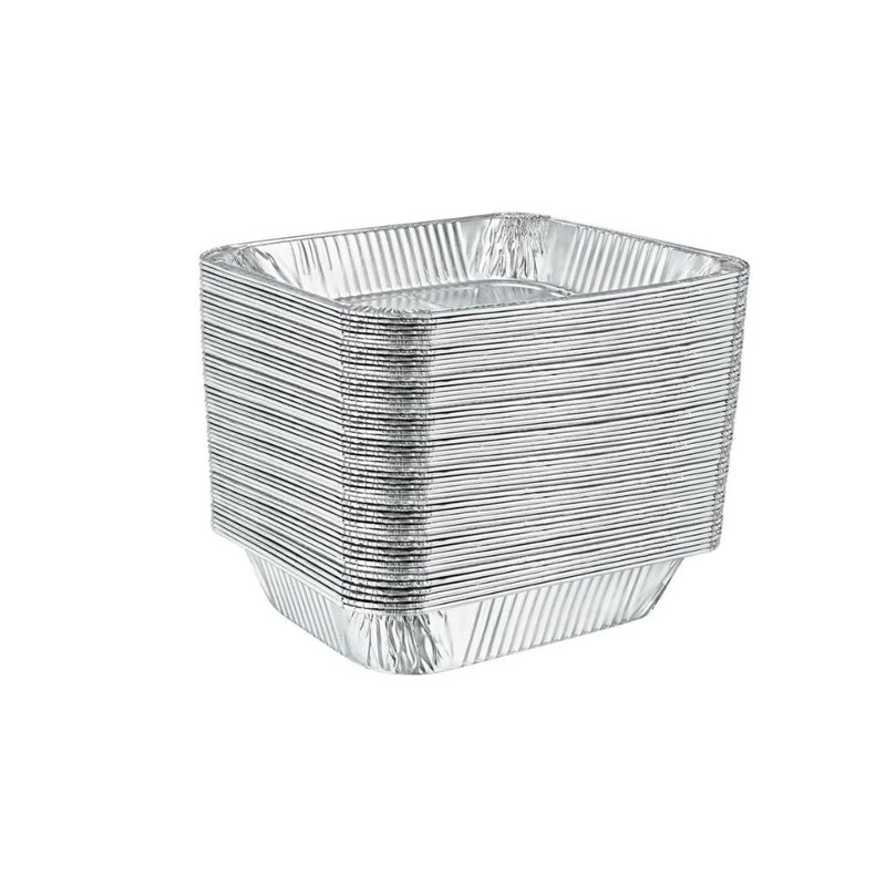  Demi-moule rectangulaire en aluminium avec couvercle - jetable pour la restauration, les buffets, les plats de réchaud, le rôtissage, la cuisson, la cuisson à la vapeur, la préparation des repas, l'entreposage au congélateur, les mets à emporter et les services alimentaires (48)