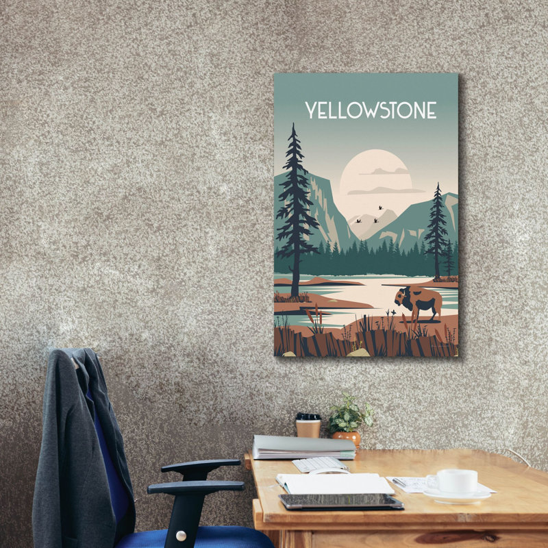 "Epic Graffiti" Yellowstone "par Omar Escalante, art mural sur toile, H 40 po x l 26 po x P 1,5 po
