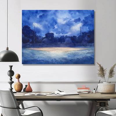 Baseball Field At Night II - Sports Wall Art, impression de baseball sport