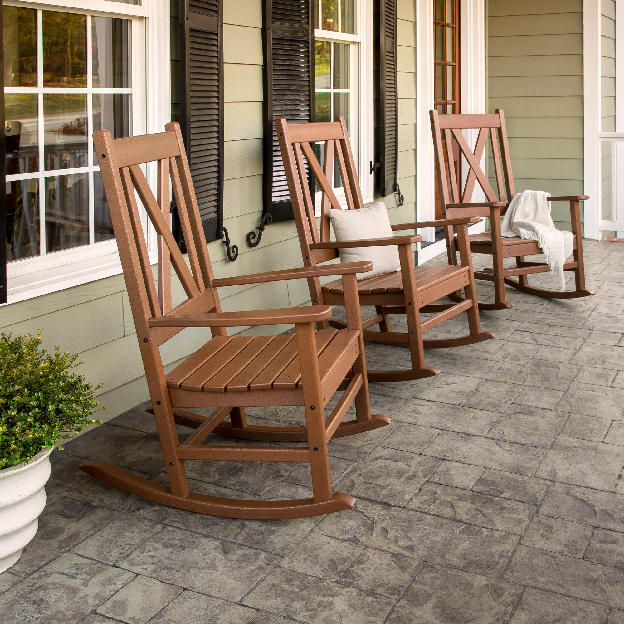 POLYWOOD Braxton Porch Rocking Chair, Teak