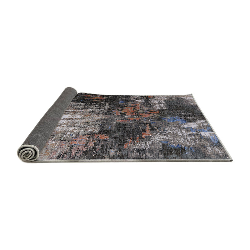 Tapis abstrait bleu / rouge / noir Bradner, Rond 8 pi