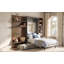 Lit escamotable une place avec canapé, armoire de rangement, étagères ouvertes, port de chargement USB et panneau paysage de montagne, lit mural gain de place-639334214