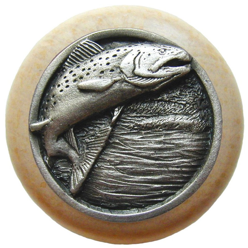 Great Outdoors Mushroom Knob, Antique Pewter / Natural Wood
