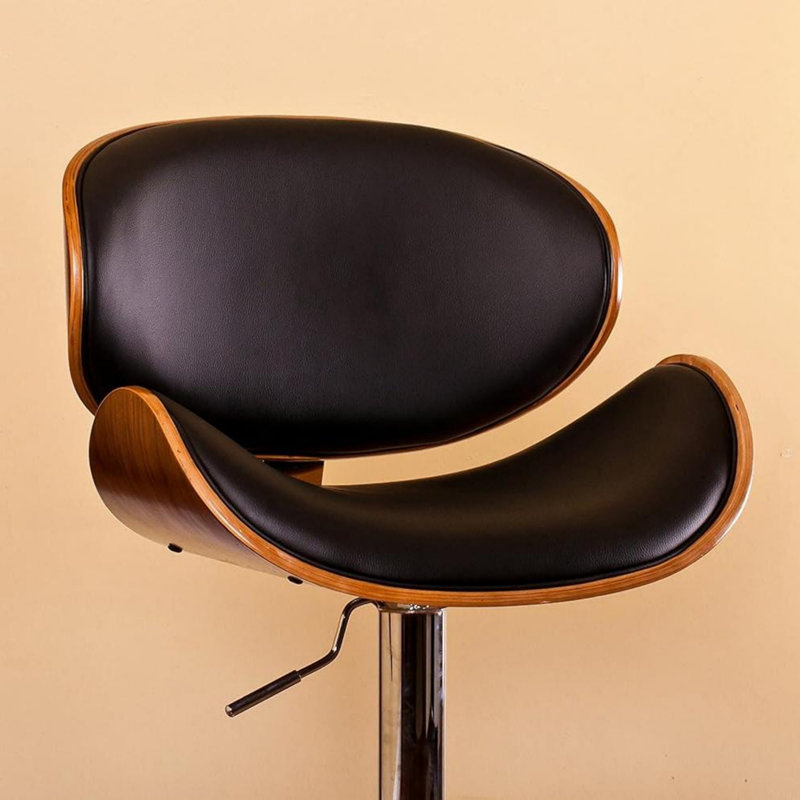 Modern Contemporary Adjustable Height Bar Stool, Black