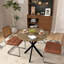 Table de salle à manger ronde de 31,5 po pour 4, style industriel moderne, plateau en bois aggloméré brun avec pieds en métal noir