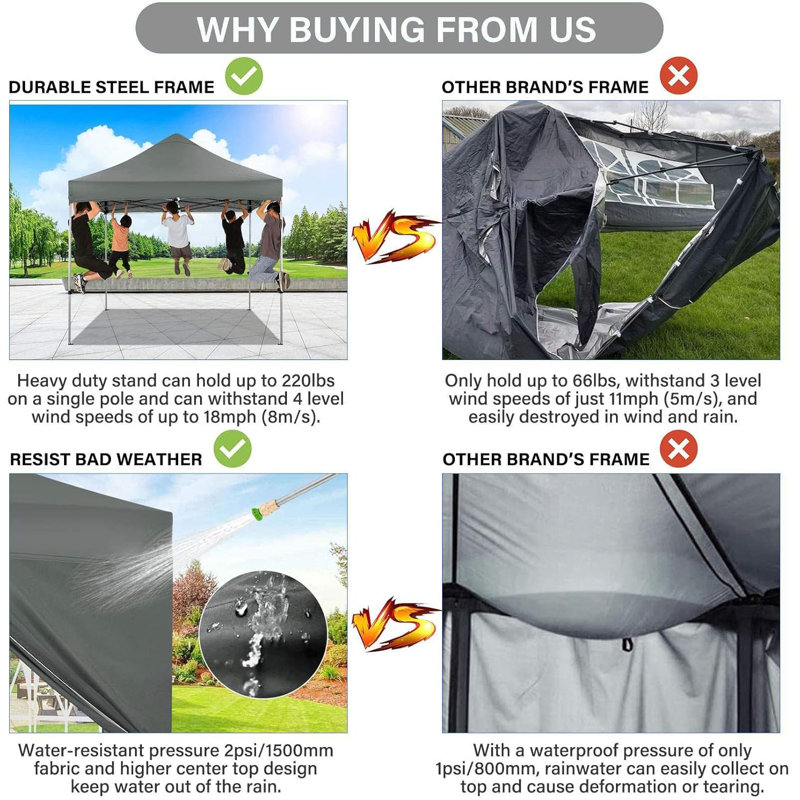 3m x 3m Steel Canopy, Grey