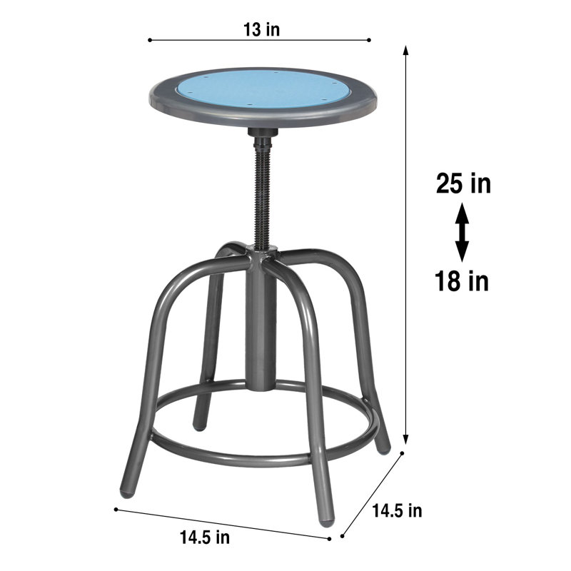 Vince  Swivel Stool with Steel Seat, Light Blue, Gray, Blue