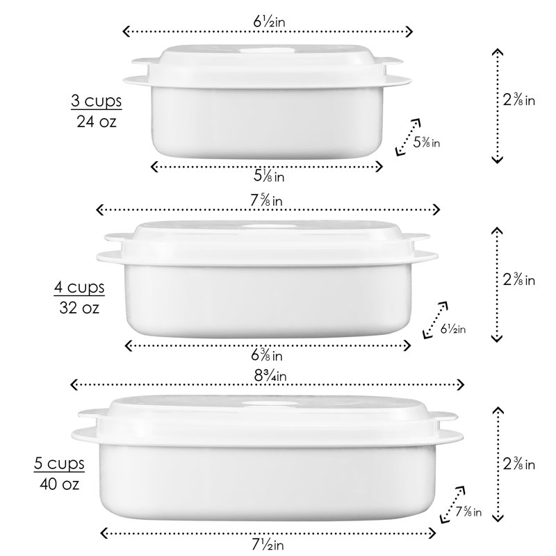 Ensemble de 3 contenants alimentaires Argelis, Blanc