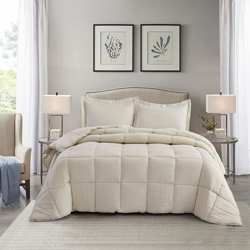 SALOMON Pre-washed Microfiber Reversible 3 Piece Comforter Set, Queen Comforter + 2 Standard Shams, Camel