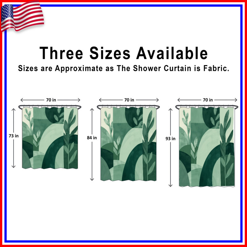Rideaux de douche à motif géométrique vert extra long, L 70 po x H 93 po