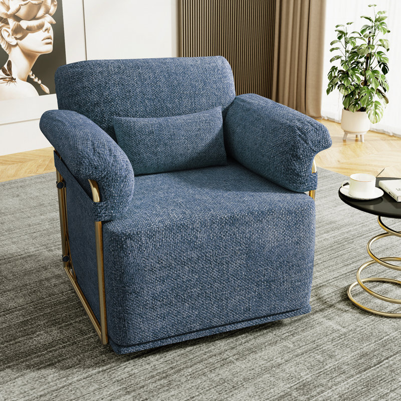 Upholstered Swivel Barrel Chair, Blue