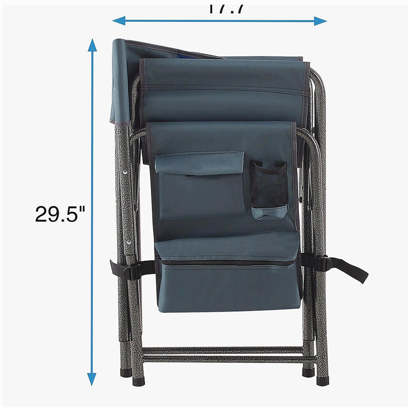 2-piece Padded Folding Outdoor Chair with Storage Pockets,Lightweight Oversized Directors Chair for indoor, Outdoor Camping, Picnics and Fishing,Blue/Grey
