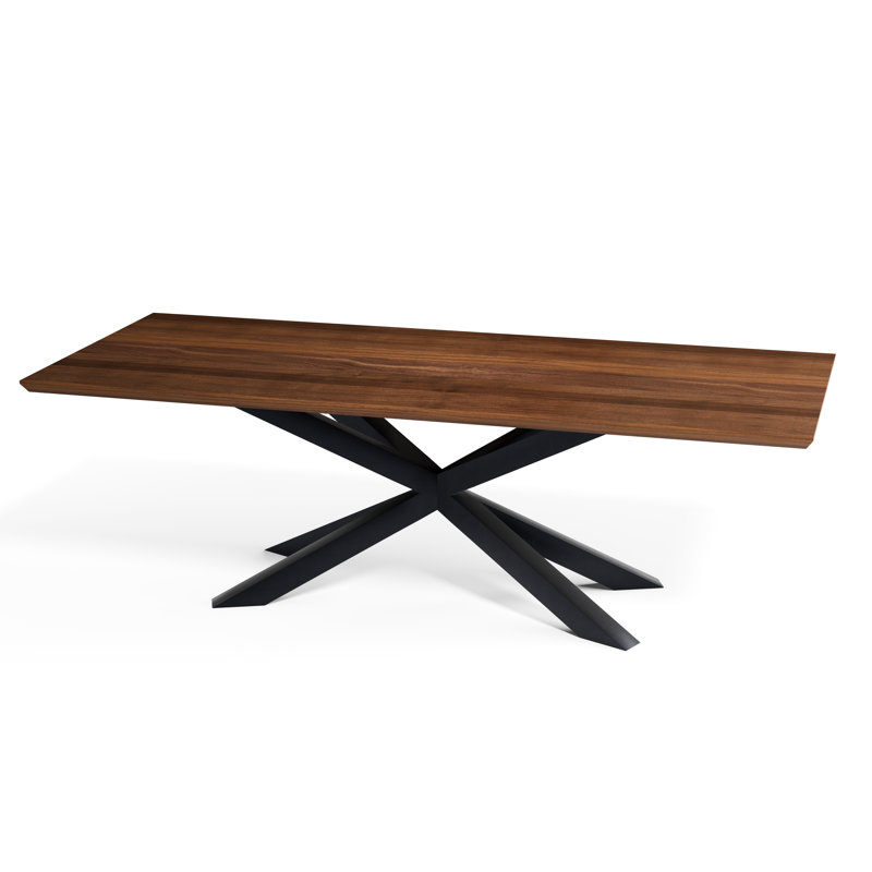 Solid Wood Rectangular Dining Table with Loxo Base, 95"L x 40"W x 30"H, Walnut, Walnut