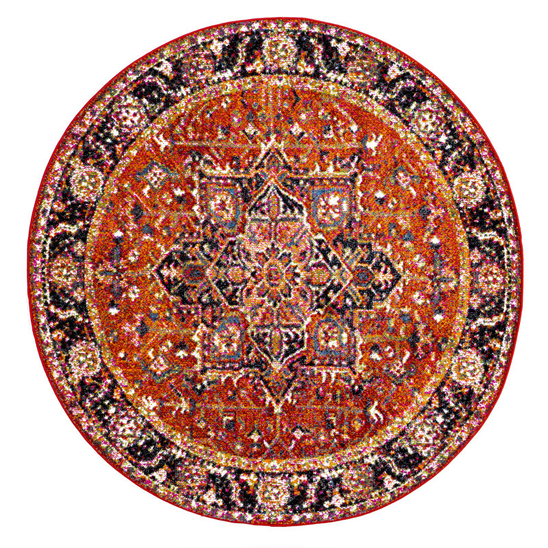 Benhurst Traditional Medallion Oriental Area Rug, Round 5'