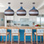 Luminaire suspendu unique en rotin bleu, lustre panier pour couloir de cuisine-942827905