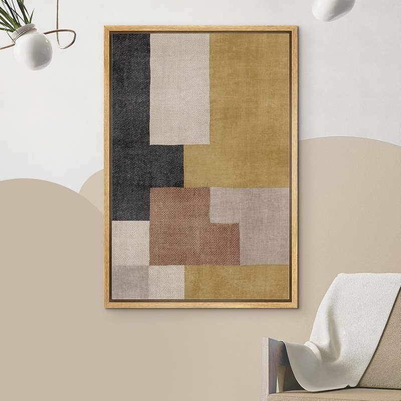Style Mid-Century, blocs, illustrations géométriques abstraites, minimaliste moderne, Naturel, H 24 po x l 16 po